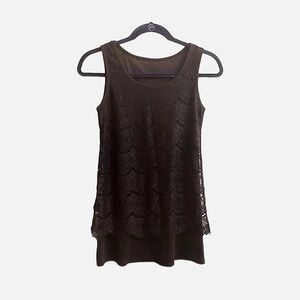 LACE Overlay Ribbed Black Tank Top